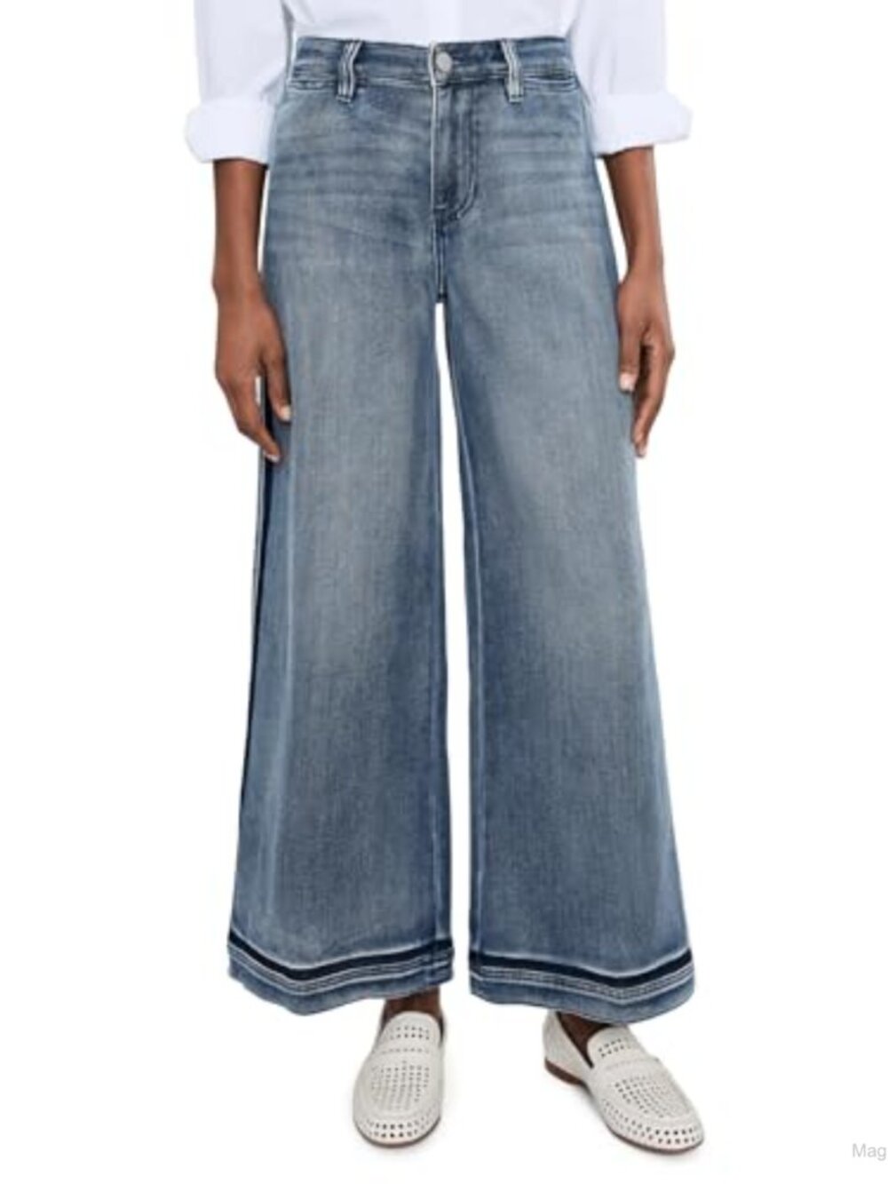 Petite Mid-Rise Super Stride Wide Leg Jeans 28" Inseam Stretch Cotton Blend